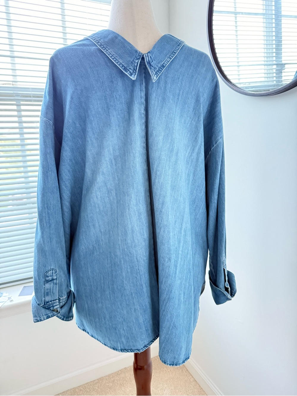 Zara Light Blue Denim Button-Down Shirt - Picture 2 of 6